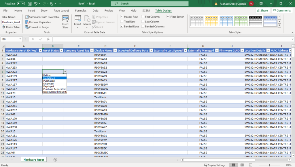 Excel Add-In Hardware-Asset
